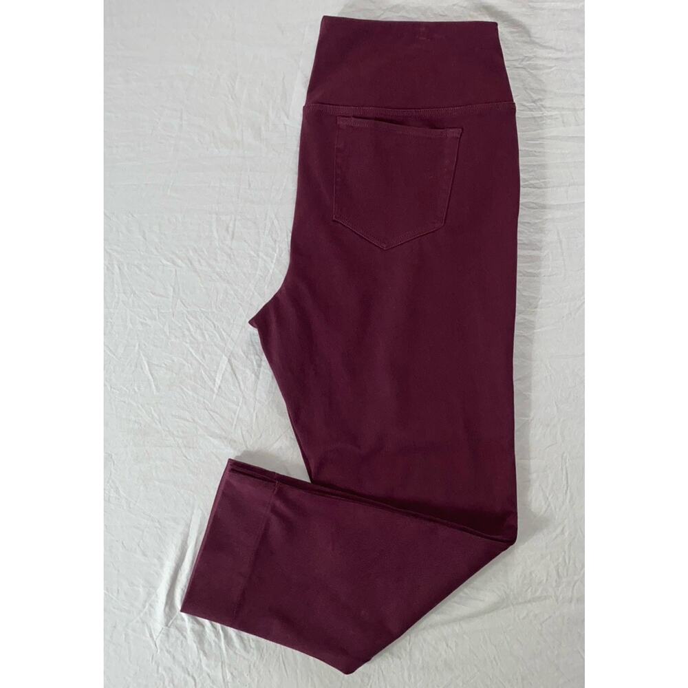J Jill Wearever Collection Relaxed Taper Pull On Pants. Burgundy, Women's L, GUC